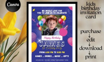 birthday invitation card for kids design 1 printable editable