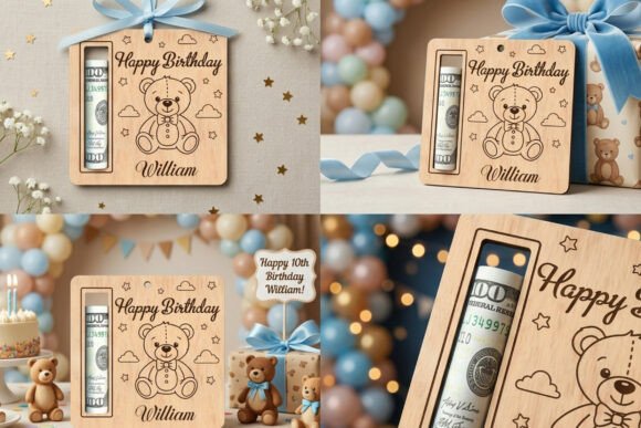 Birthday Money Box and Holders Laser Cut design 2 birthday printable