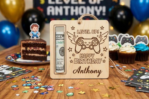 Birthday Money Box and Holders Laser Cut design 6 birthday printable