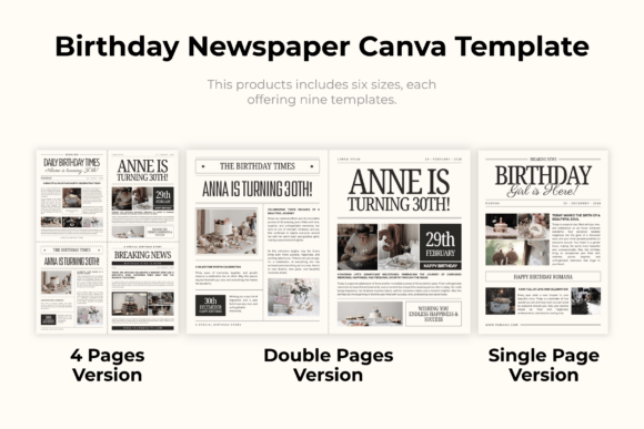 black and white aesthetic birthday birthday newspaper canva template g template editable