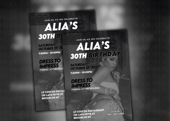 black and white aesthetic birthday canva customizable birthday invitat template editable
