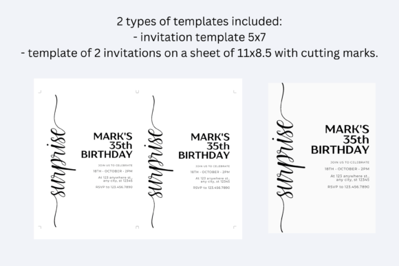 black and white aesthetic birthday black white surprise birthday invit template editable