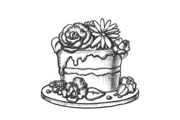 black and white aesthetic birthday birthday cake decorated with flower template editable