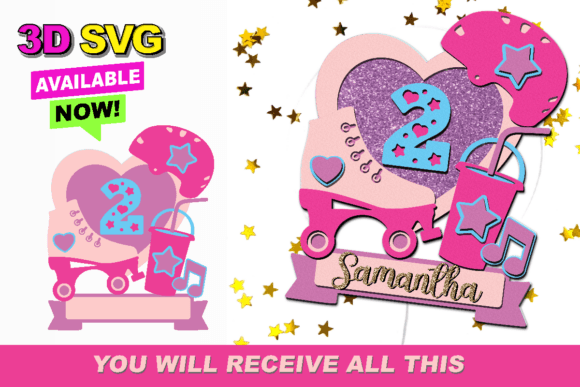 Cake Topper design 3 birthday printable