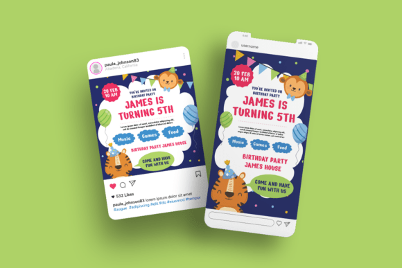 kids birthday invitation template design 1 printable editable