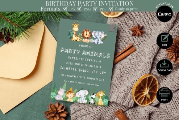kids birthday invitation template design 2 printable editable