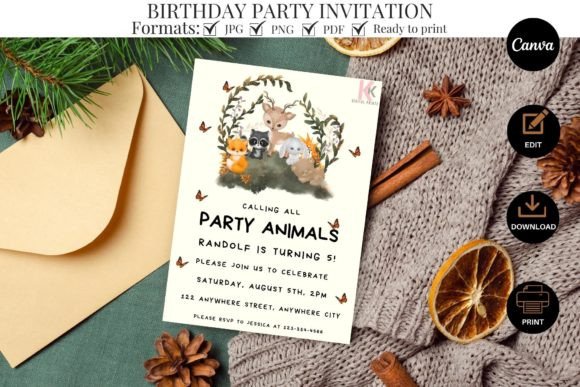kids birthday invitation template design 5 printable editable