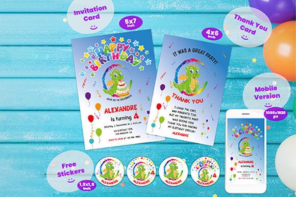 kids birthday invitation template design 7 printable editable