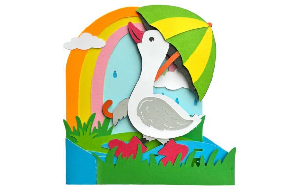 pop up card kids spring goose pop-up card svg view 1