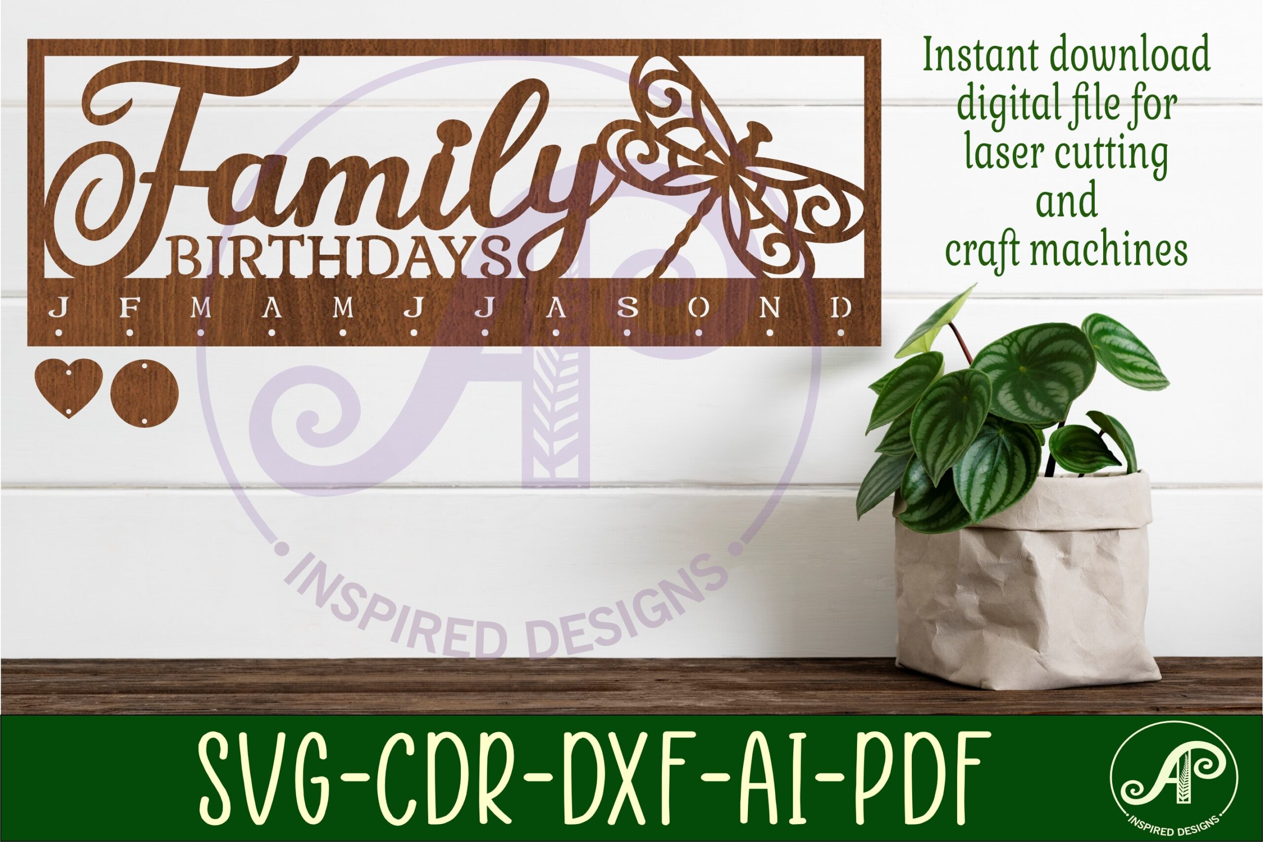 laser cut birthday calendar svg dragonfly calendar set svg laser cut printable editable 1