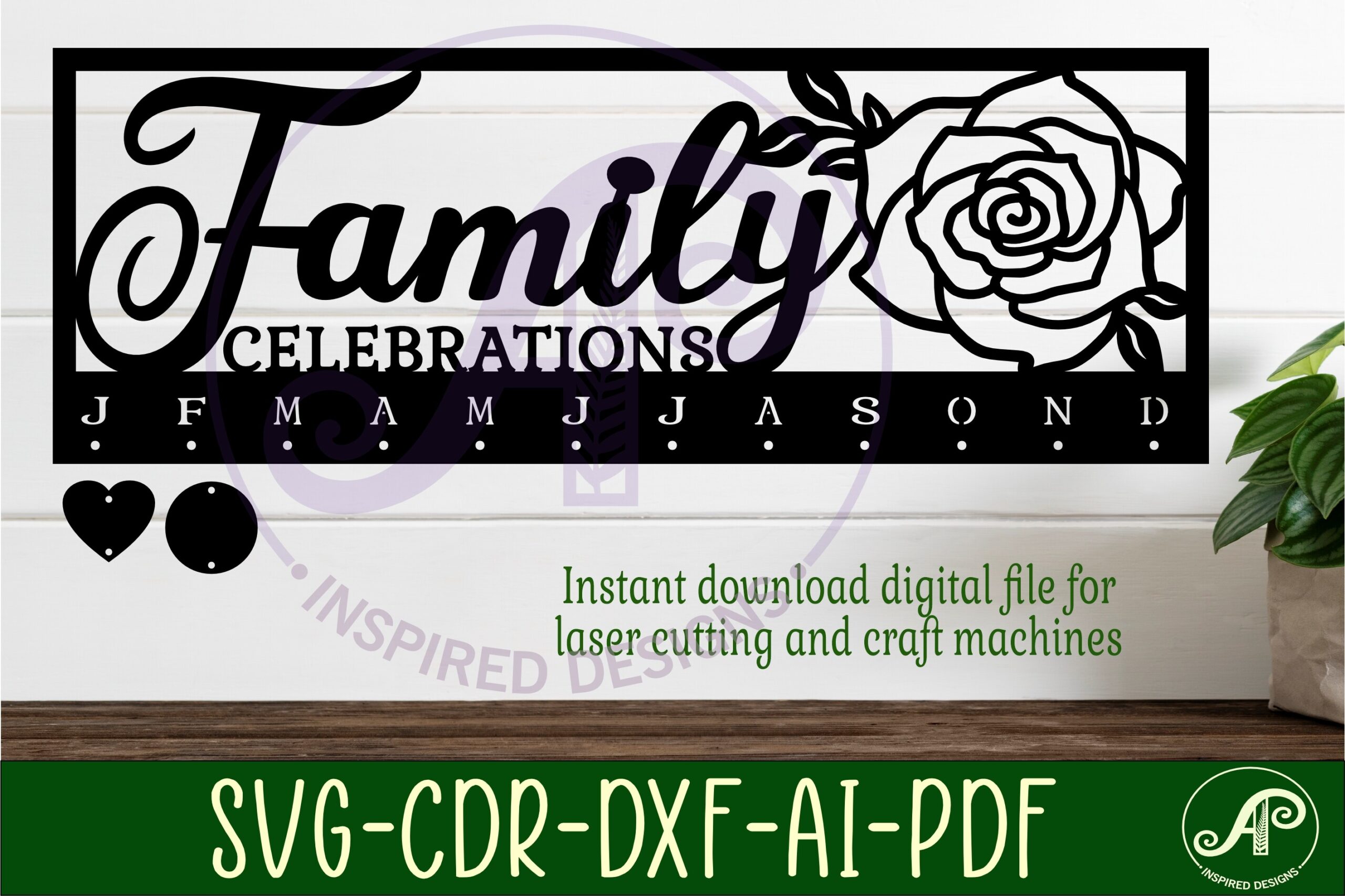 laser cut birthday calendar svg family celebrations rose calendar svg printable editable 2