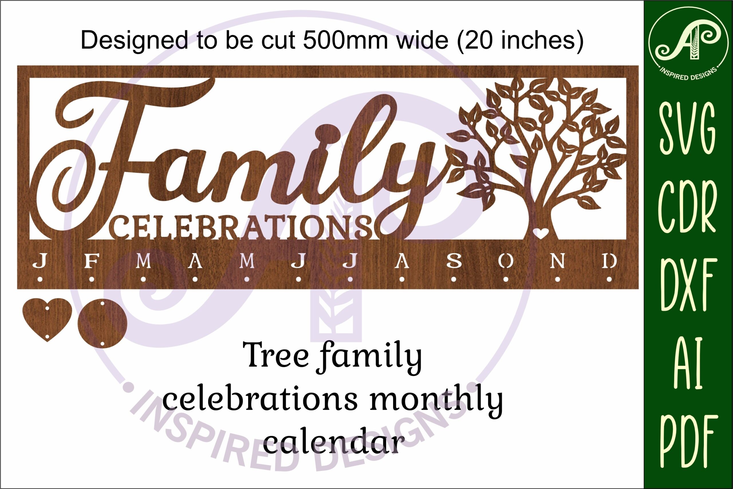 laser cut birthday calendar svg family celebrations tree calendar svg printable editable 3