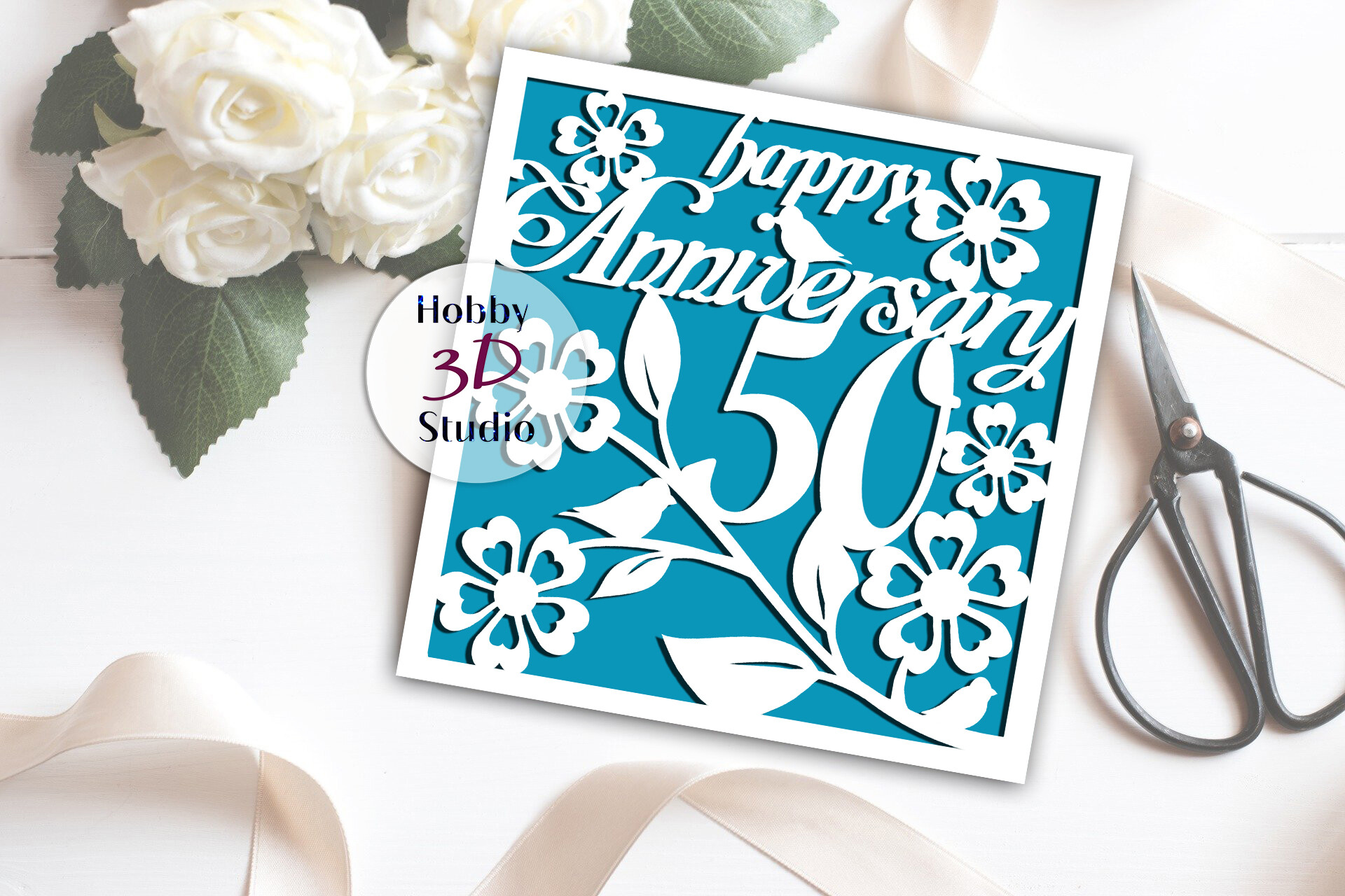 laser cut wedding anniversary svg happy anniversary card cut template svg printable editable 3