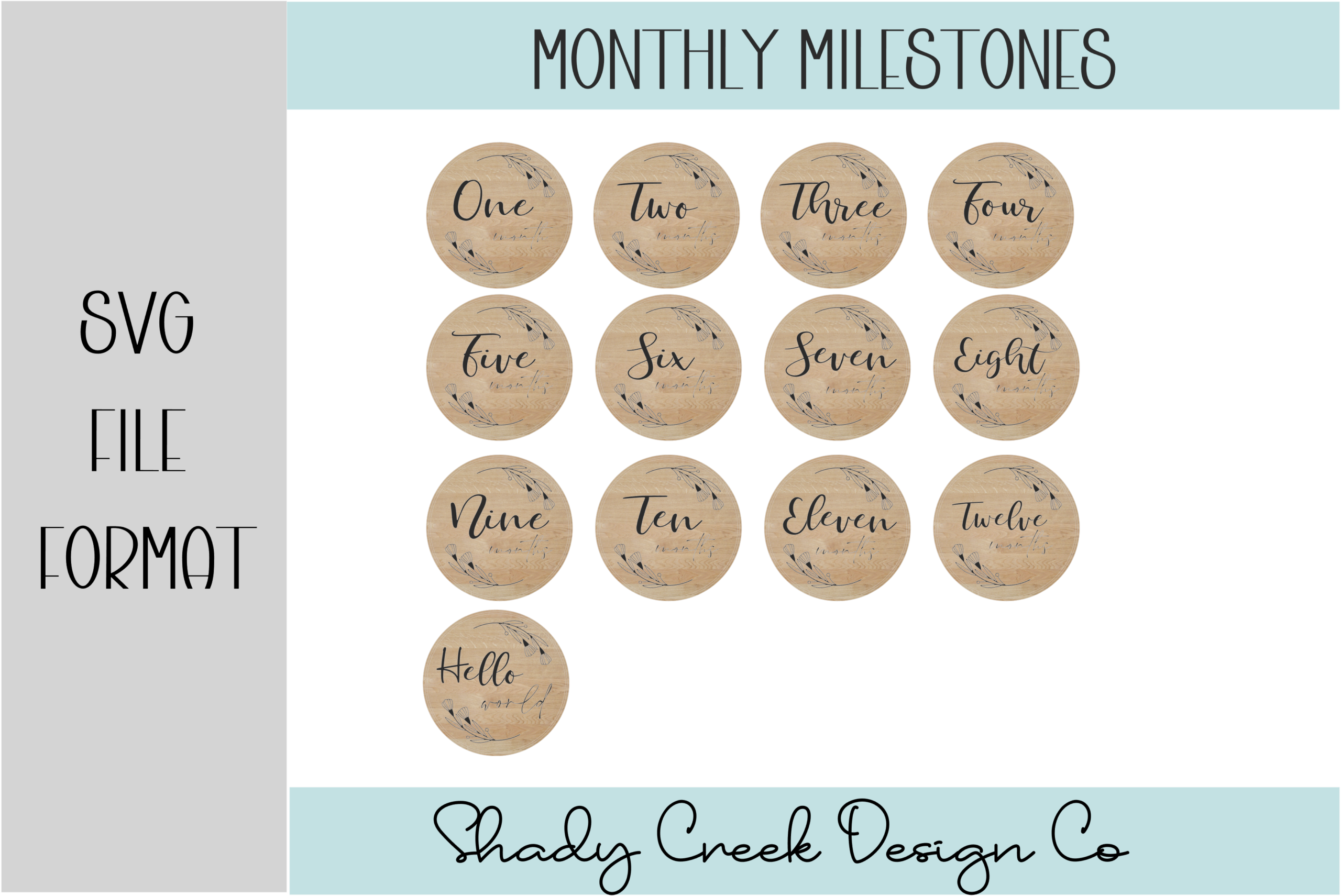 laser cut baby milestone card svg monthly milestones printable editable 1