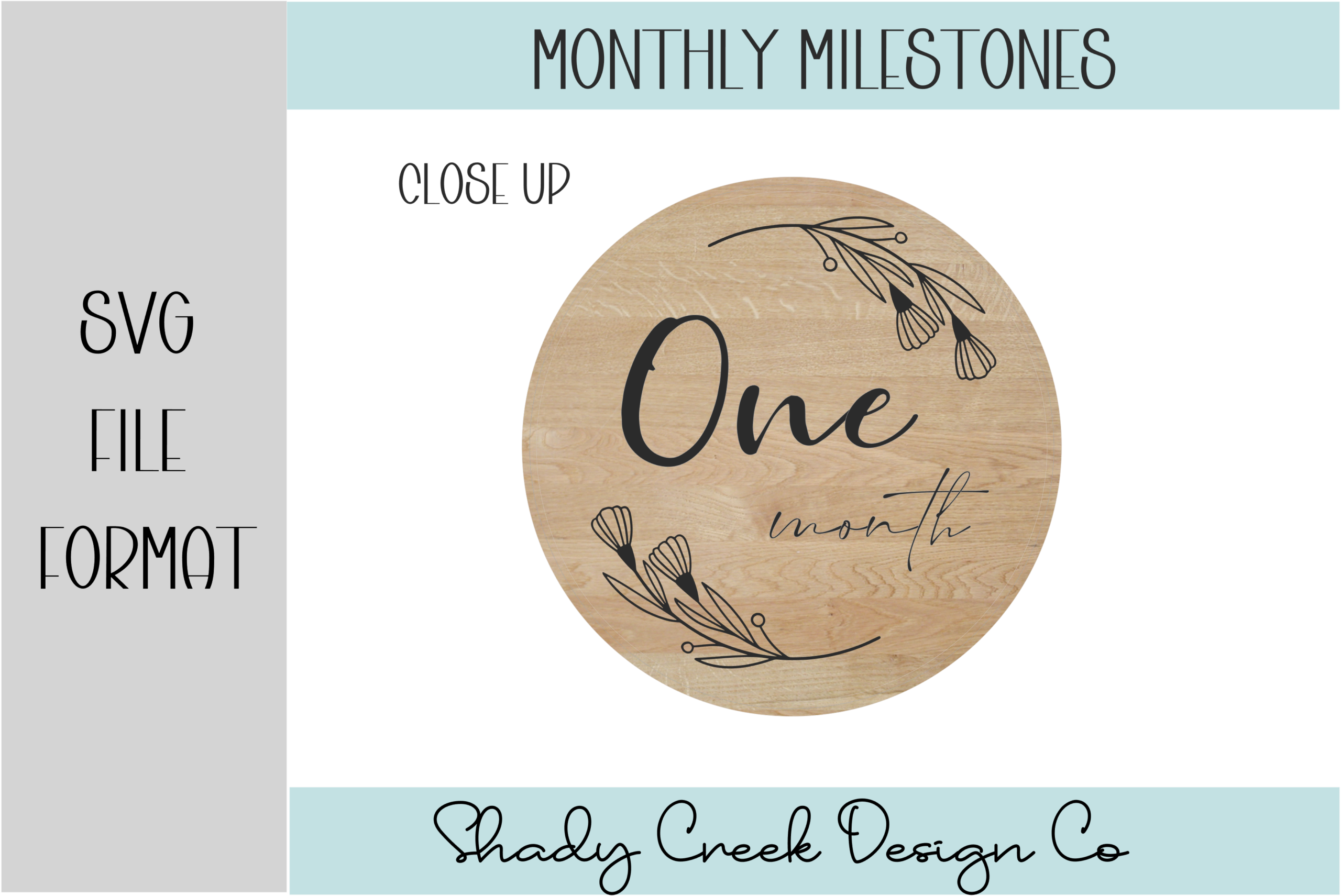 laser cut baby milestone card svg monthly milestones printable editable 2
