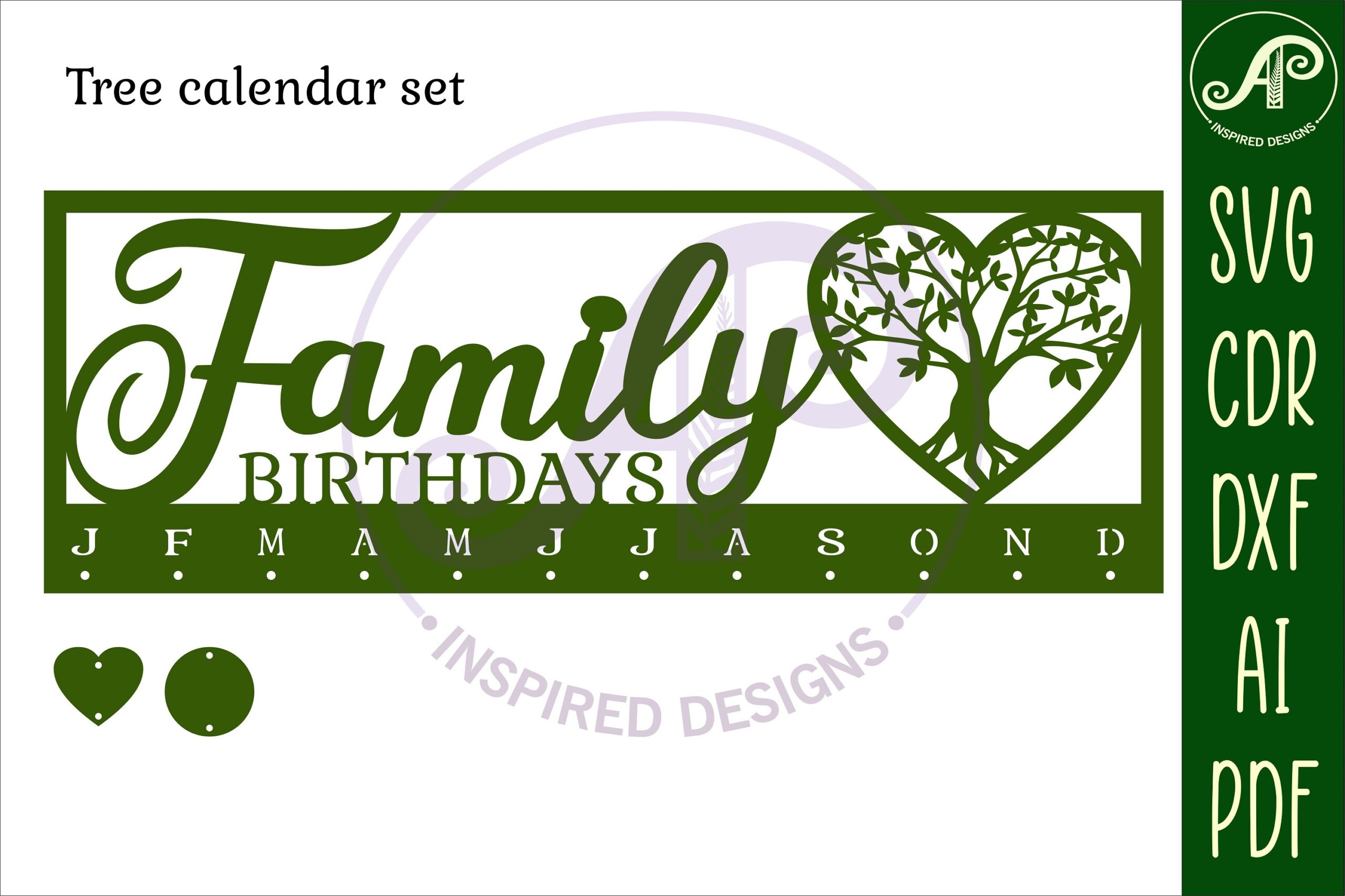 laser cut birthday calendar svg tree calendar set svg laser cut printable editable 2