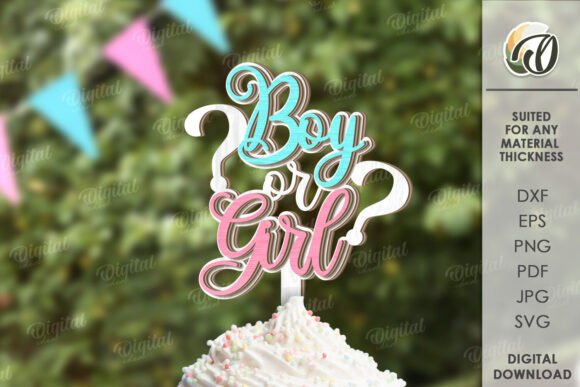 3d gender reveal cake topper laser cut printable editable