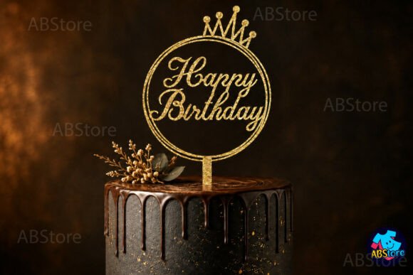 birthday cake topper laser cut printable editable view 2