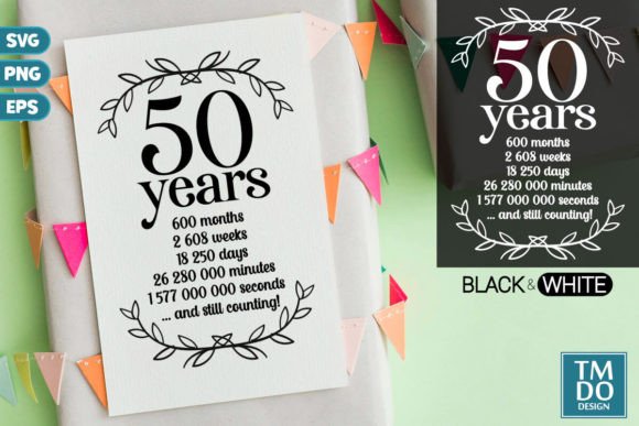 50th birthday decoration svg printable editable