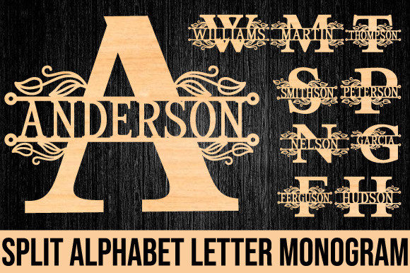 Split Monogram Alphabet Letter Laser Cut printable editable