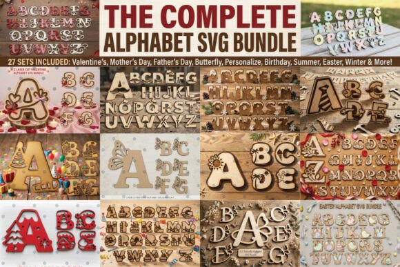 The Complete Alphabet SVG Bundle printable editable
