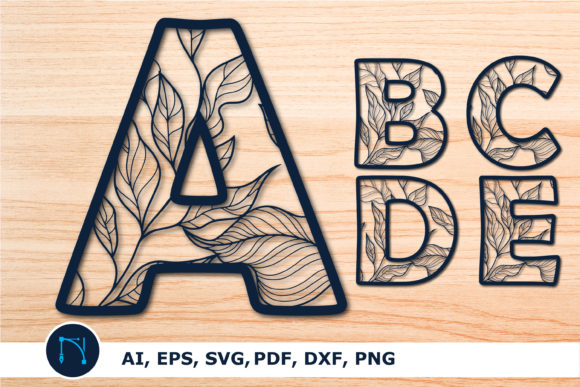 Layer Floral Alphabet 3d Cut Svg Bundle printable editable