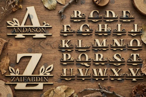 Split Monogram Alphabet SVG Bundle printable editable