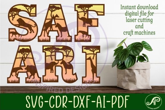Safari Theme Alphabet Set. 49 LettersSVG printable editable