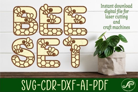 Bee Letter Alphabet Set 43 Layer Letters printable editable