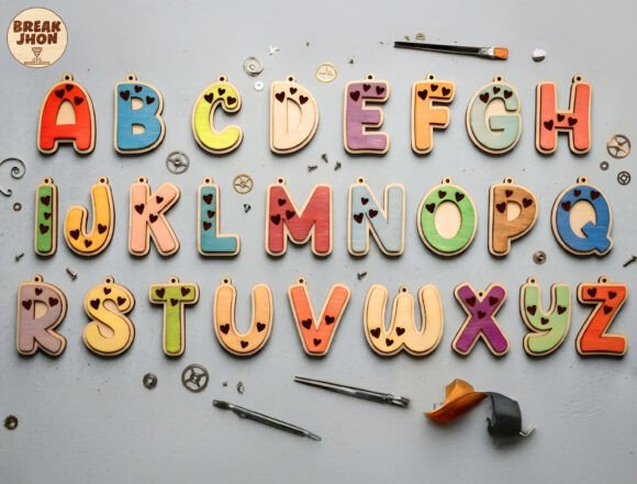 3D Layered Alphabet Cut File SVG Bundle printable editable