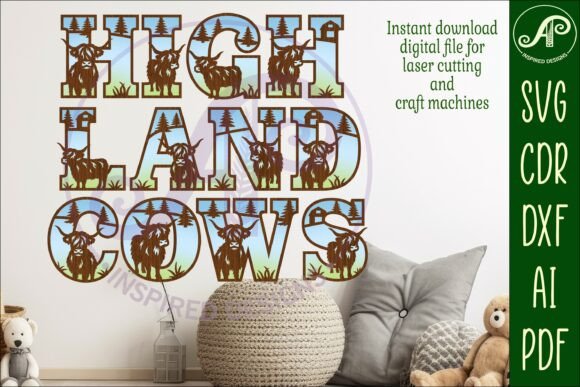 Highland Cow Alphabet 56 Letter Set printable editable