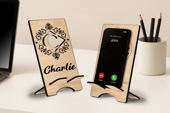 Letter C Phone Holder SVG Alphabet Laser printable editable