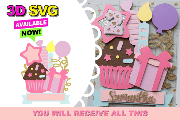 cupcake gift birthday 3d svg alt birthday photoshoot printable editable