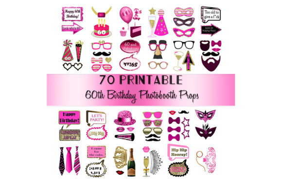 pink 60th birthday photo booth props alt birthday photoshoot printable editable