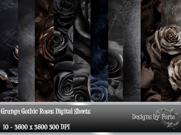 grunge gothic roses digital sheets alt birthday photoshoot printable editable