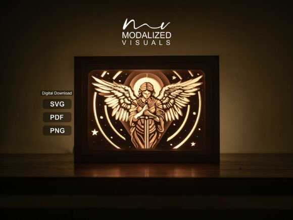 guardian angel lightbox paper cut alt birthday photoshoot printable editable