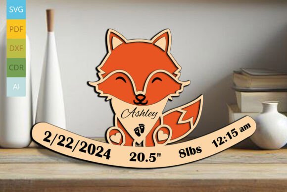 Fox Baby Newborn Birth Announcement Sign printable editable