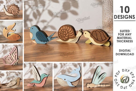 3D Animal Shelf Sitters Bundle Laser Cut printable editable