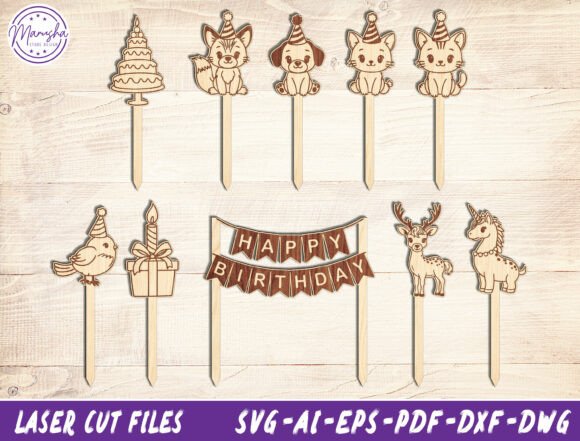 Birthday Cake Topper SVG Bundle printable editable
