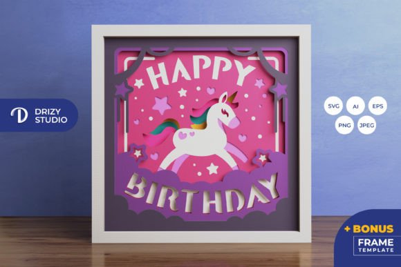 birthday decoration ideas at home unicorn birthday 3d shadow box svg printable editable