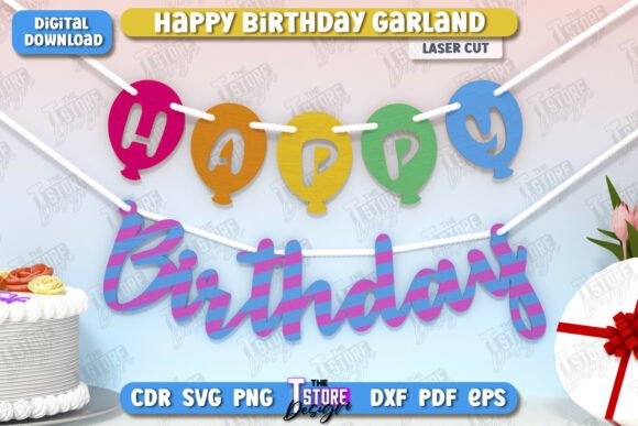 birthday decoration ideas at home happy birthday garland laser cut cnc printable editable
