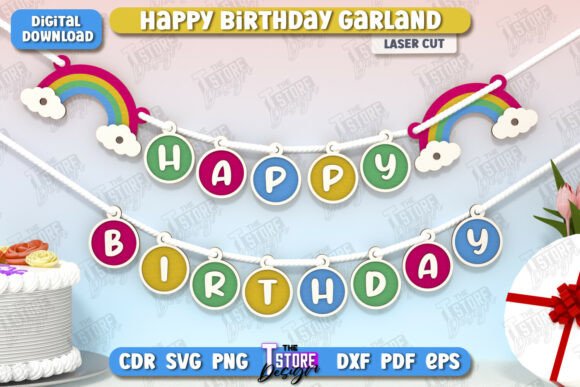 birthday decoration ideas at home happy birthday garland laser cut cnc 2 printable editable