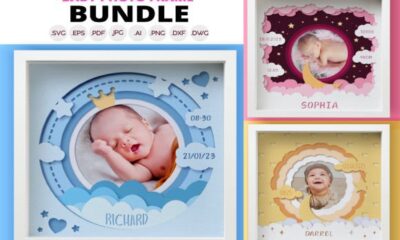 laser cut baby photo frame svg printable editable