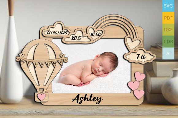 laser cut baby photo frame svg printable editable