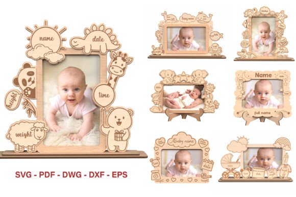laser cut baby photo frame svg printable editable