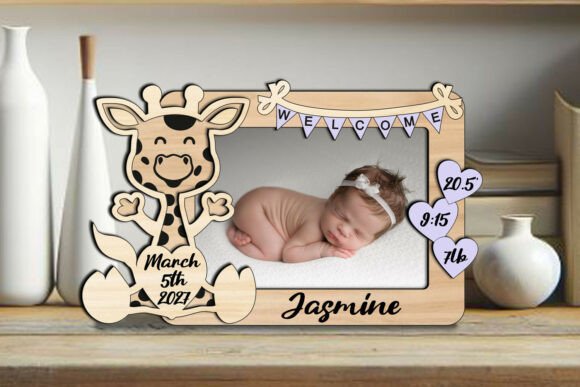 laser cut baby photo frame svg printable editable