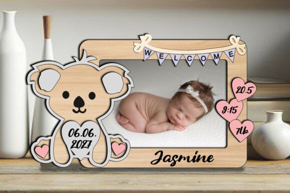 laser cut baby photo frame svg printable editable