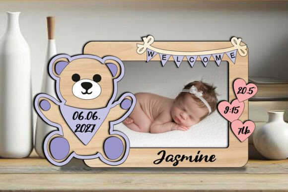 laser cut baby photo frame svg printable editable