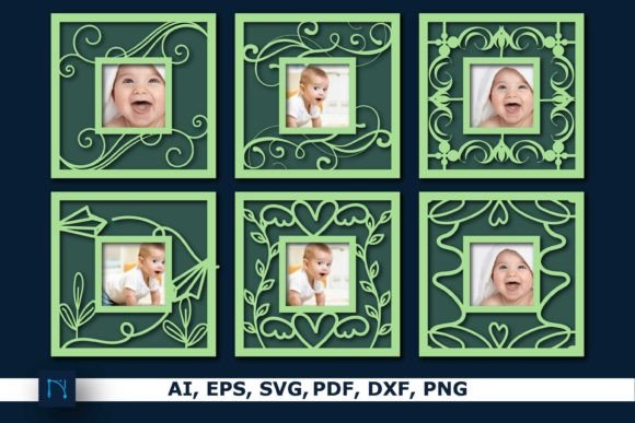 laser cut baby photo frame svg printable editable