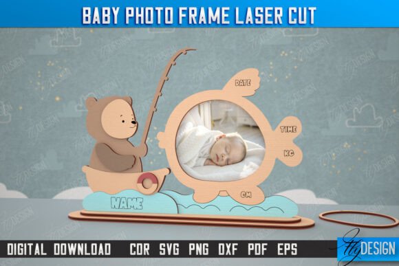 laser cut baby photo frame svg printable editable
